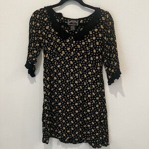 Vintage Pudding Shop Floral Dress Women's Size 1/ XXS Whimsigoth Grunge Preppy